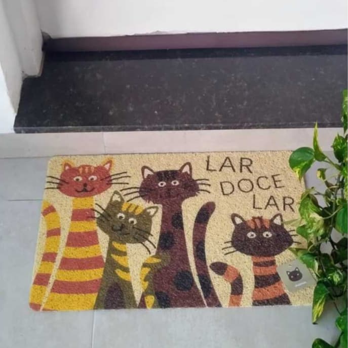 Tapete Bem Vindo  Lar Doce Lar Capacho Antiderrapante Porta de Entrada Estampas Divertidas