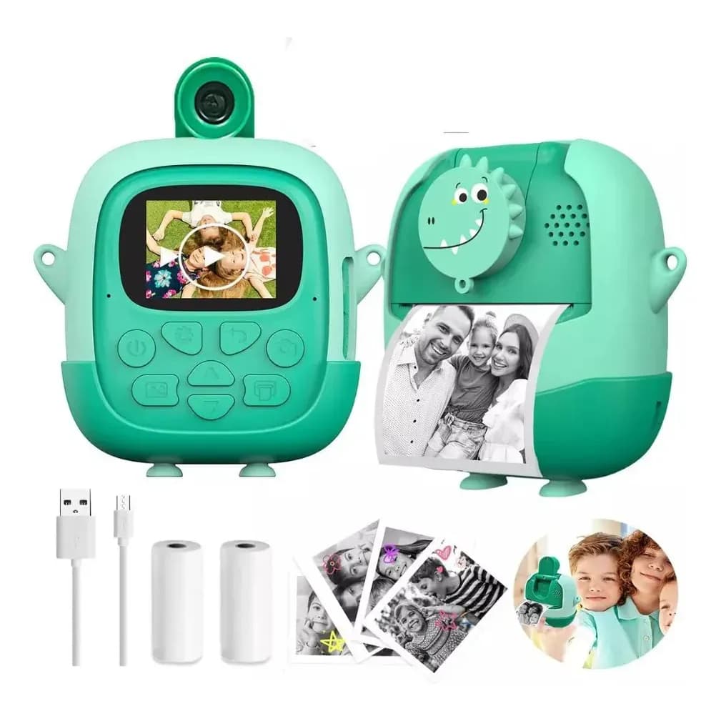 Câmera Infantil Instantânea Filmadora Hd C/lente Selfie Verde