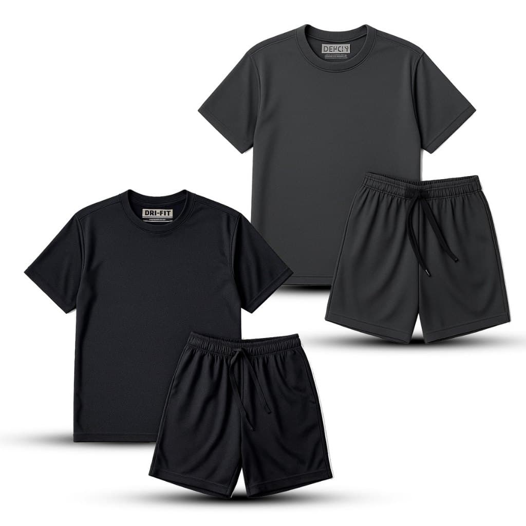 2 Kit Conjunto Infantil Juvenil Dry Fit Moda Verão Tecido Respirável Secagem Rápida Conforto Diário Roupas Térmicas