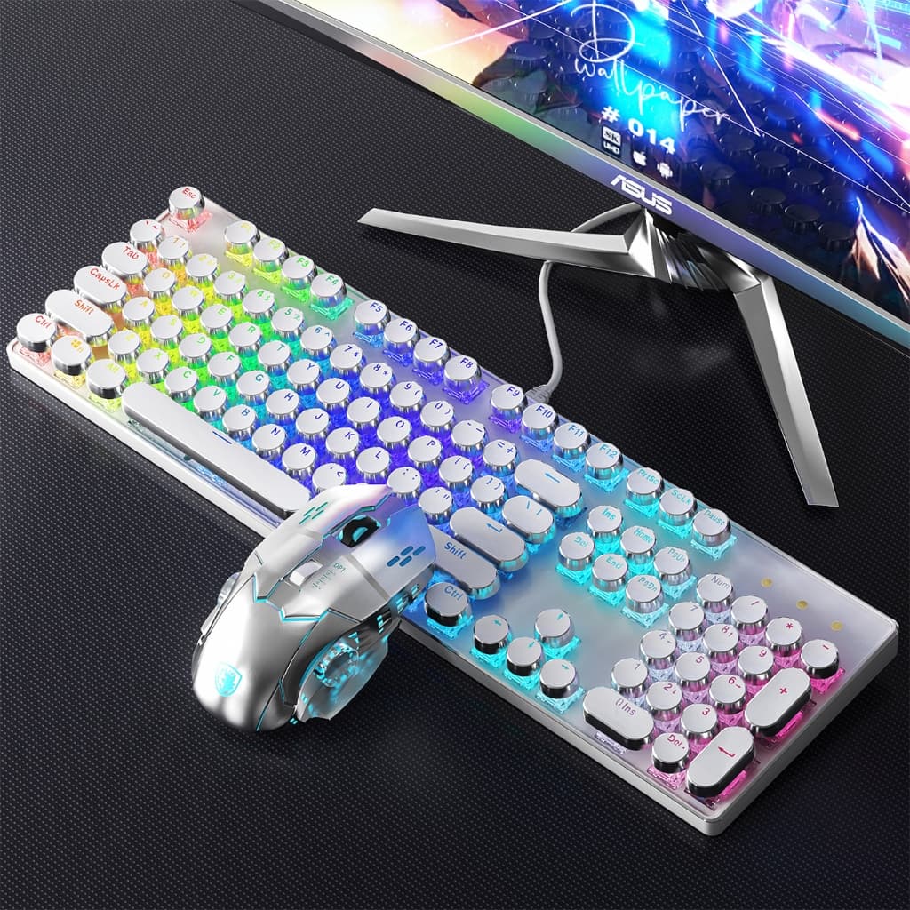 KIT Teclado 100% mecânico Punk Esports + mouse para jogos Um item obrigatório para os jogadores -H7