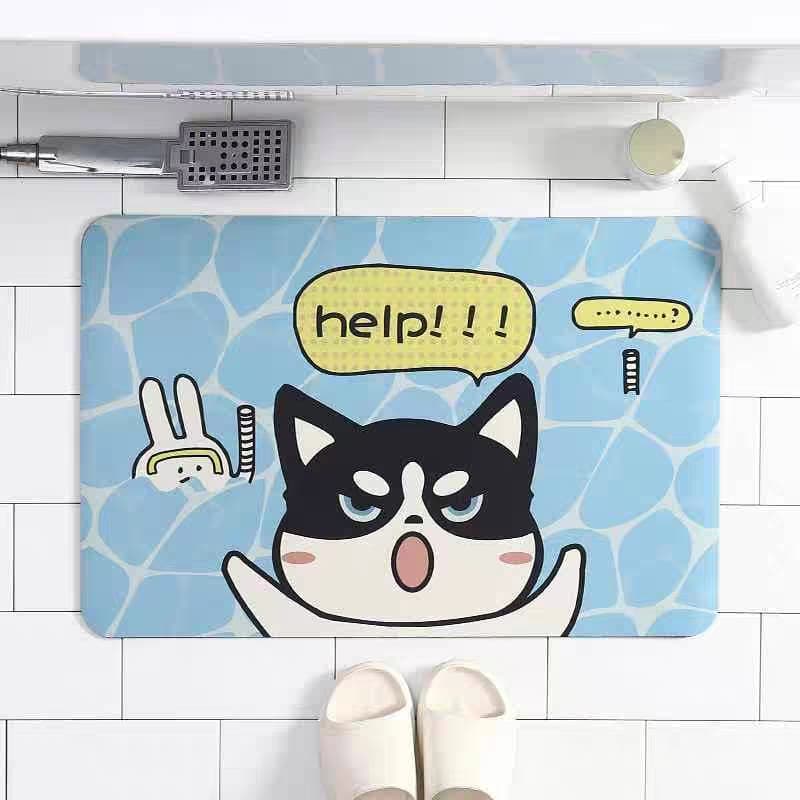 Tapete de banheiro de desenho animado de secagem rápida Absorvente de água Antiderrapante Tamanho pequeno