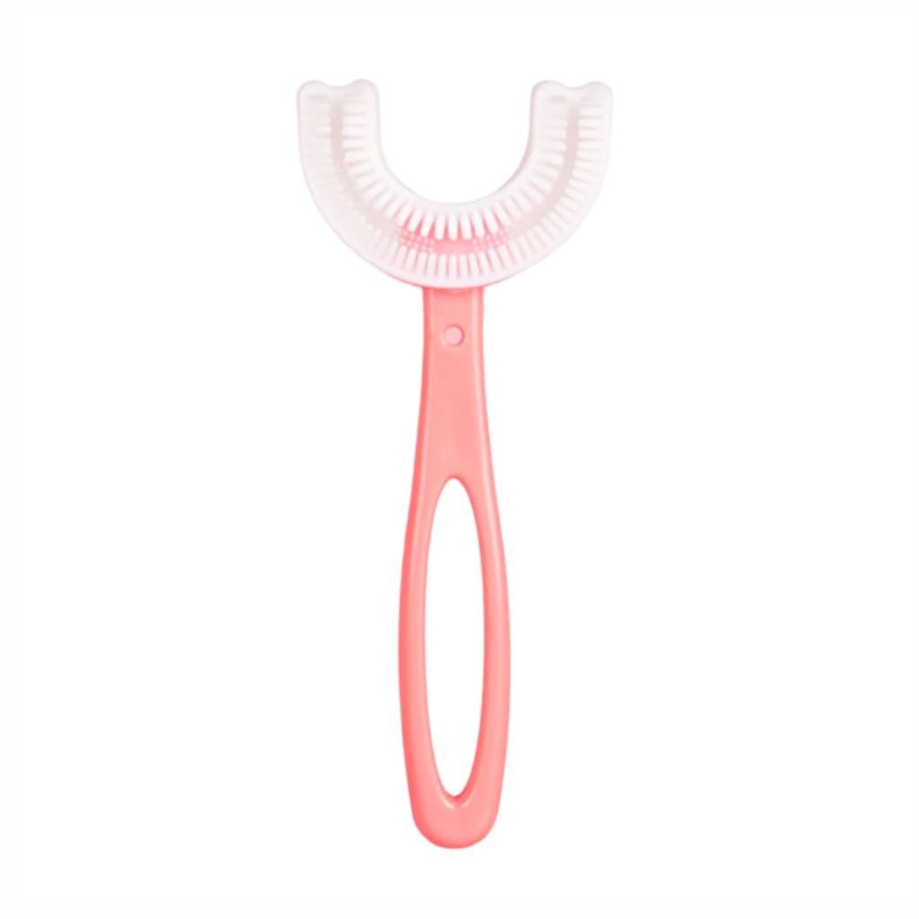 Escova De Dentes Infantil Em Forma De U 360 ° De Silicone - Cor Rosa