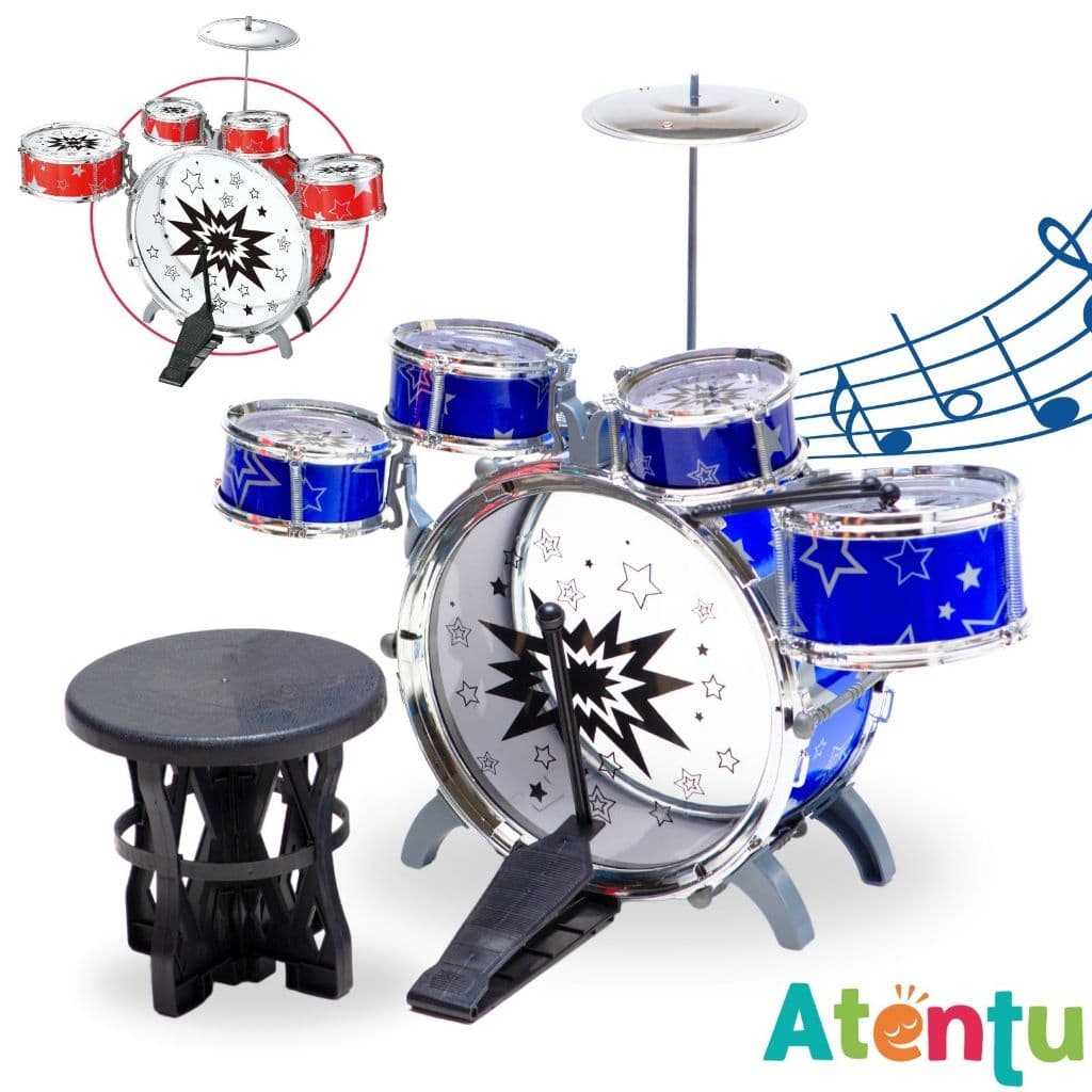 Mini Bateria Infantil Instrumento Brinquedo Musical Prato Tambor Baqueta