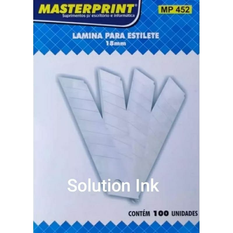 Lamina De Estilete Larga 18mm Masterprint Cx C/ 100 Unidades.
