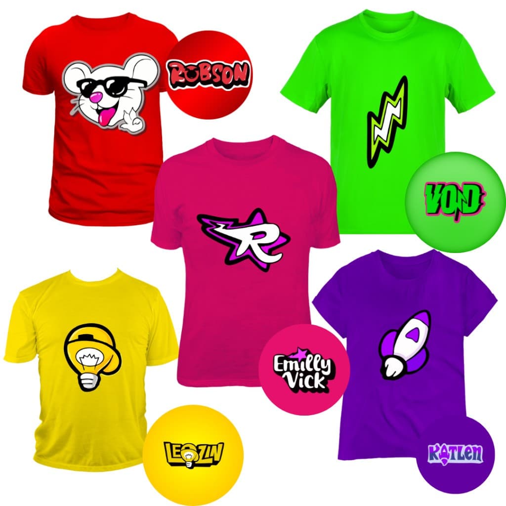 Camiseta Novos Elementos Dos Rosa Emilly Vick Leozin Ketlen Foguete Void Raio Robson Rato Algodão Camisa Infantil