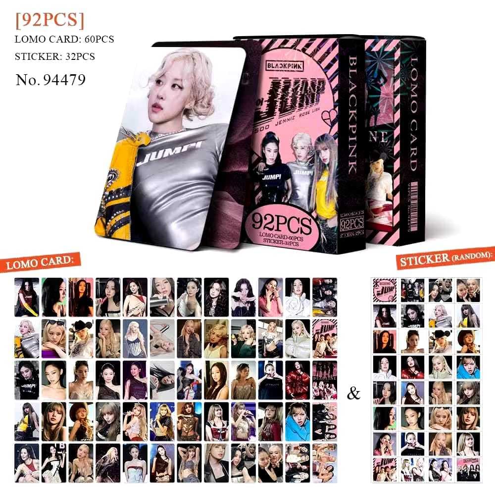 K-POP 92 pcs BLACK PINK 60 Photocard+32adesivos lisa jisoo Jennie rose cartão pronto para ser Lomo