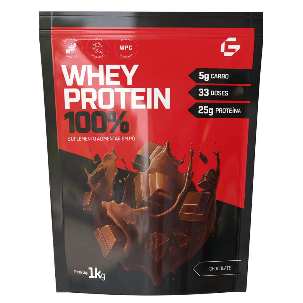 100% Whey Protein Concentrado Refil 1kg Grow - Proteína Concentrada - 25g de proteína por dose (Natural)