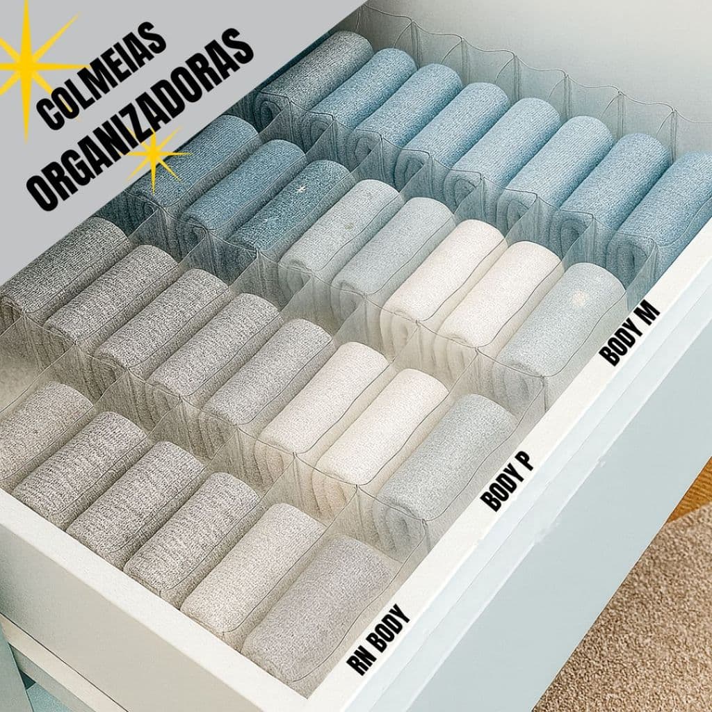 Colmeia Organizadora de Gaveta Clean Transparente PP, P, M, G, GG para Gavetas e Closet