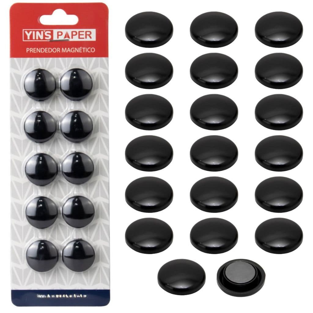 kit 20 / 30 Imãs Magnético Redondo Preto Botton Foto Mural 20un
