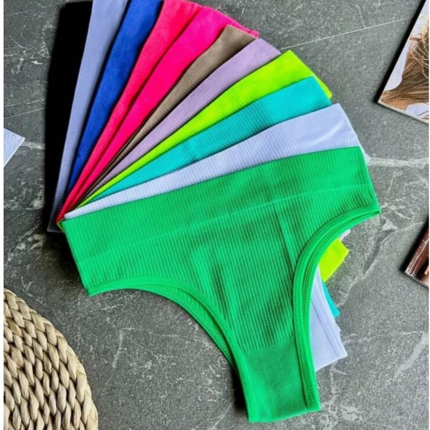 Kit 3/5/10 Tanga Canelada Importada Fio Dental ou tradicional Calcinha CIntura Alta Pala Dupla