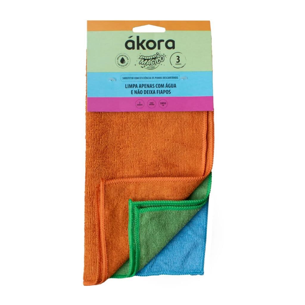 KIT PANOS MAGICOS LIMPA TUDO ÁKORA MICROFIBRA (LIMPA TUDO SÓ COM ÁGUA, MUITO FÁCIL) LIMPEZA GERAL