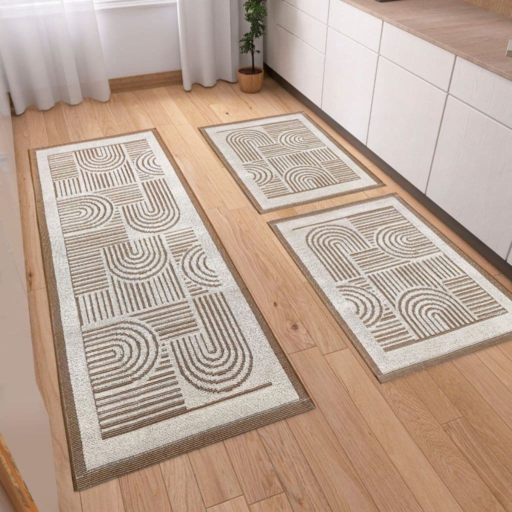 Jogo Tapetes e Passadeira Kit 3 Peças em Tear Para Cozinha Linea Luxo