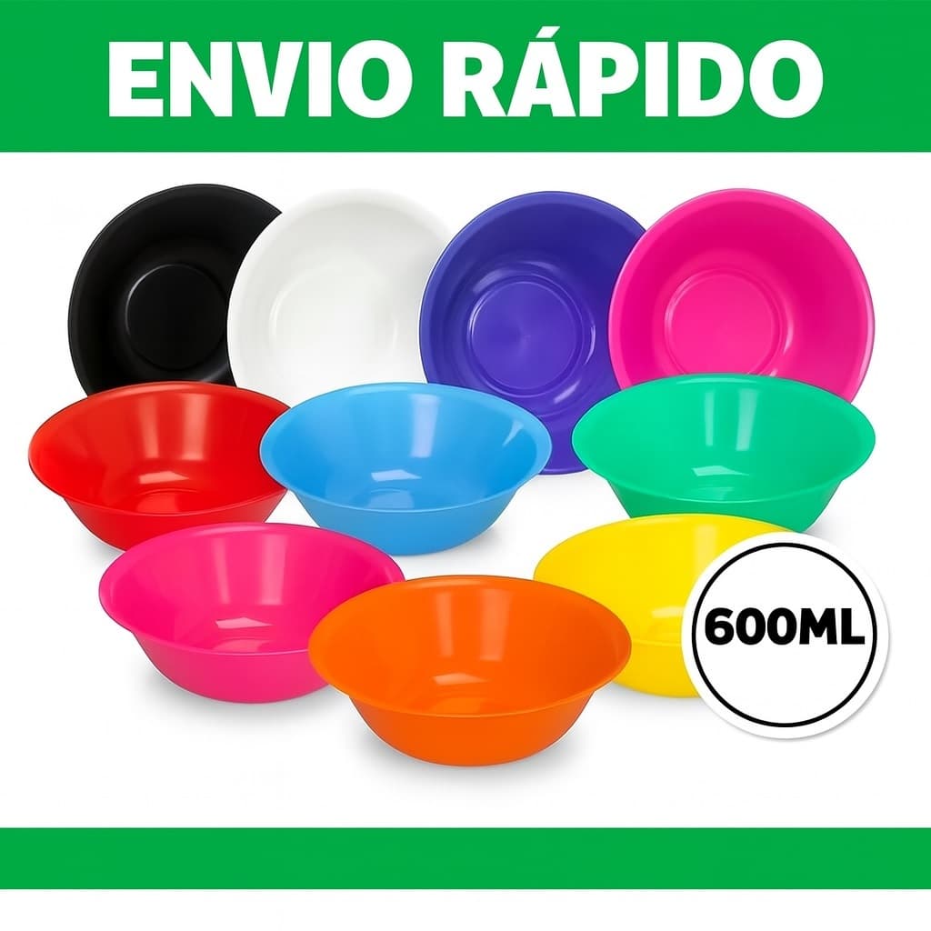 Kit 5 à 50 Cumbuca Plástico 600ml potinho Sobremesa Açai Porções Sorvete Petisco Festa Aniversario