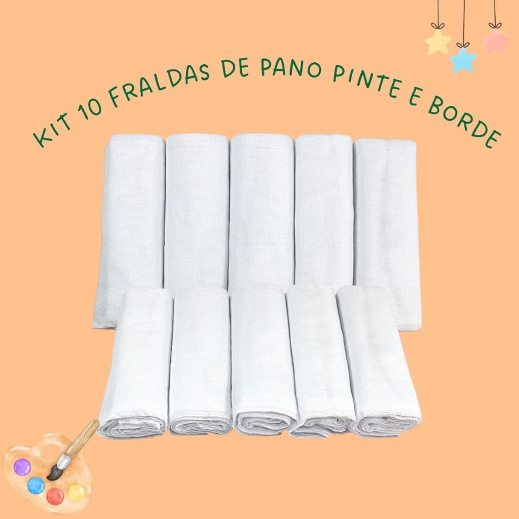 Fraldas de Pano Brancas 10 Unidades – Ideal para Personalizar, Artesanato, Enxoval