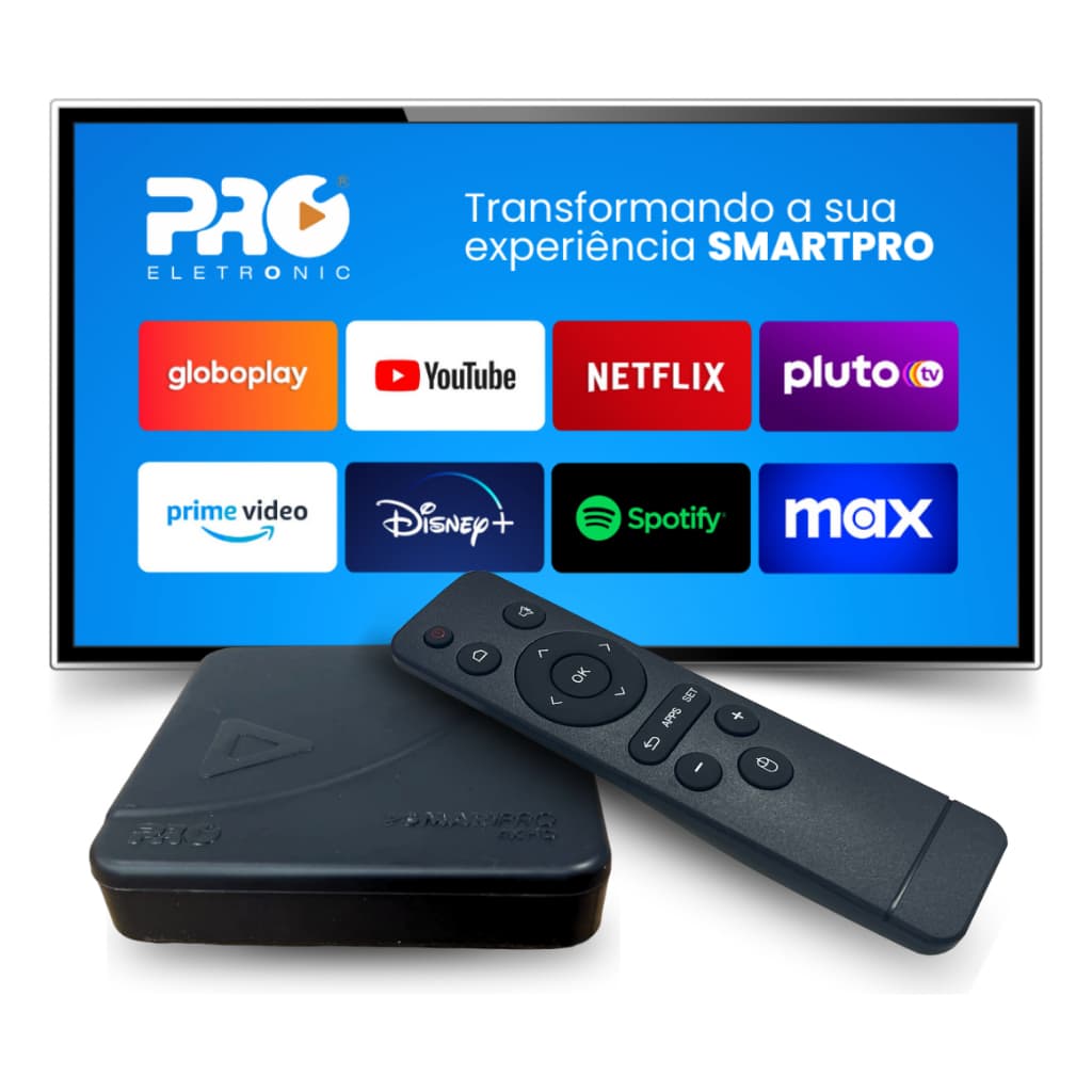 SmartPRO 4K HD Streaming player Transforma sua TV em Smart TV Com tv box da Proeletronic