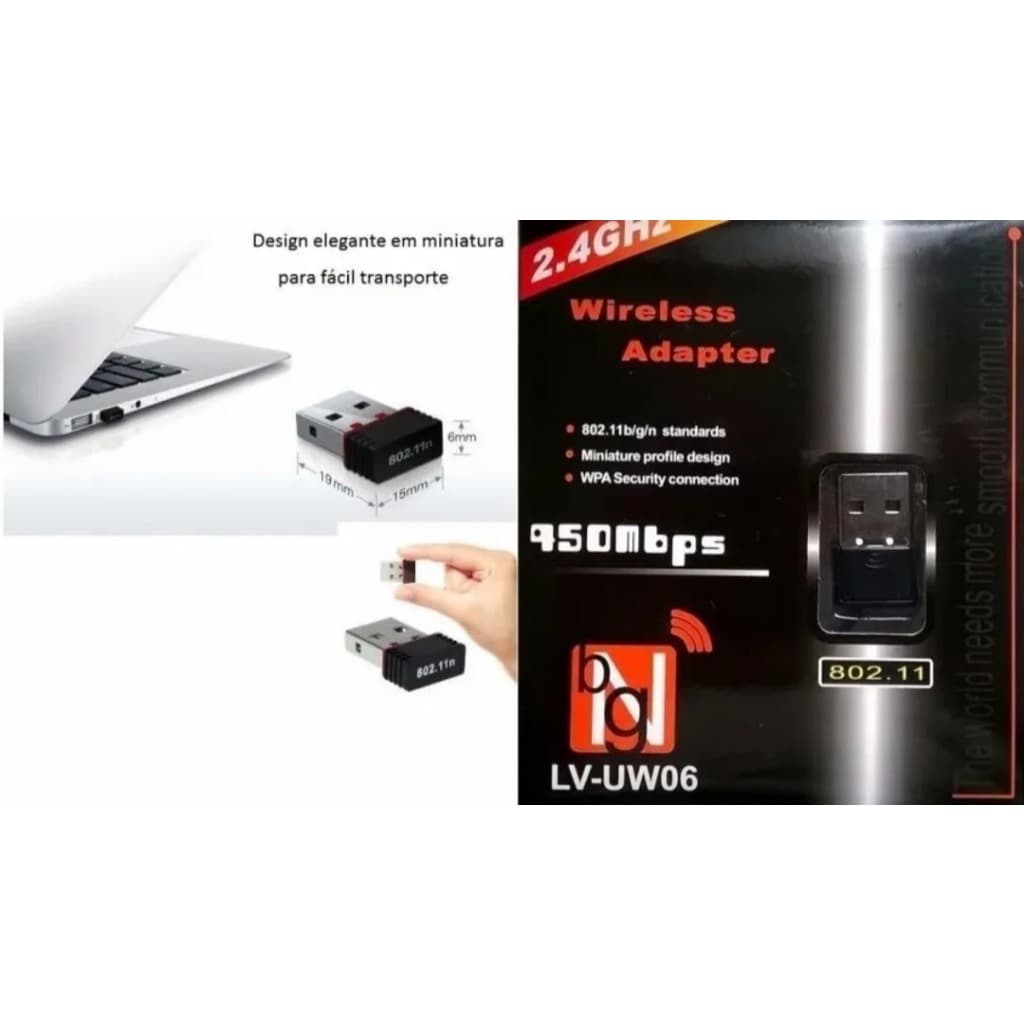 Adaptador Receptor Wireless Usb Wi-fi 450mbps Pc Ou Notebook