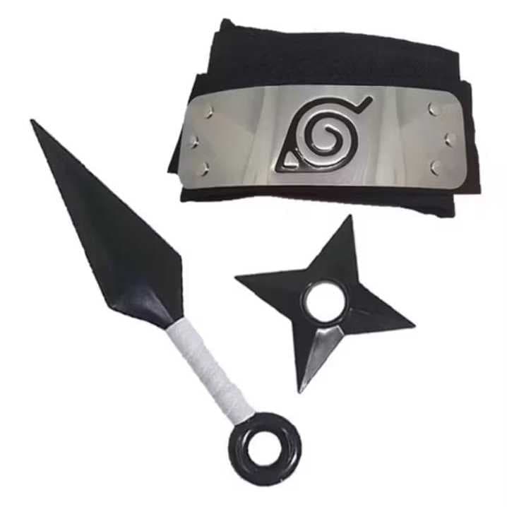 Kit Bandana Naruto em Aço inox (Vila da Folha) + Kunai + Shuriken