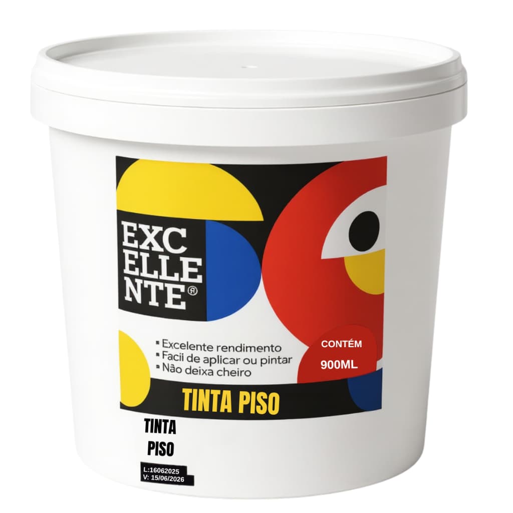 Tinta Piso Cinza Cores Excellente 900ML 1,5kg (Base Água) Resistencia - Garagem Quadra Diversas