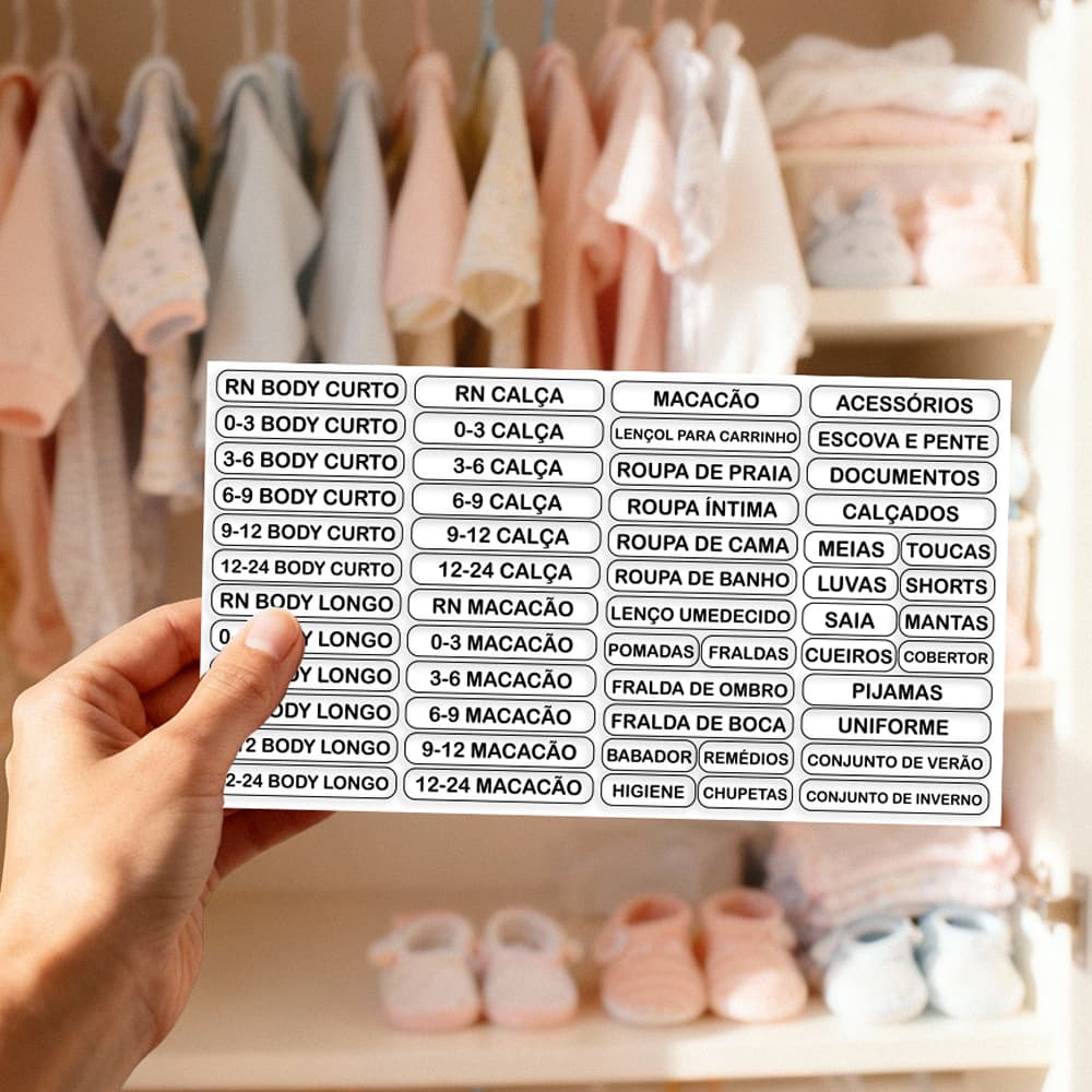 Etiquetas Para Organizar Gavetas 1 Folha - Quarto Do Bebê