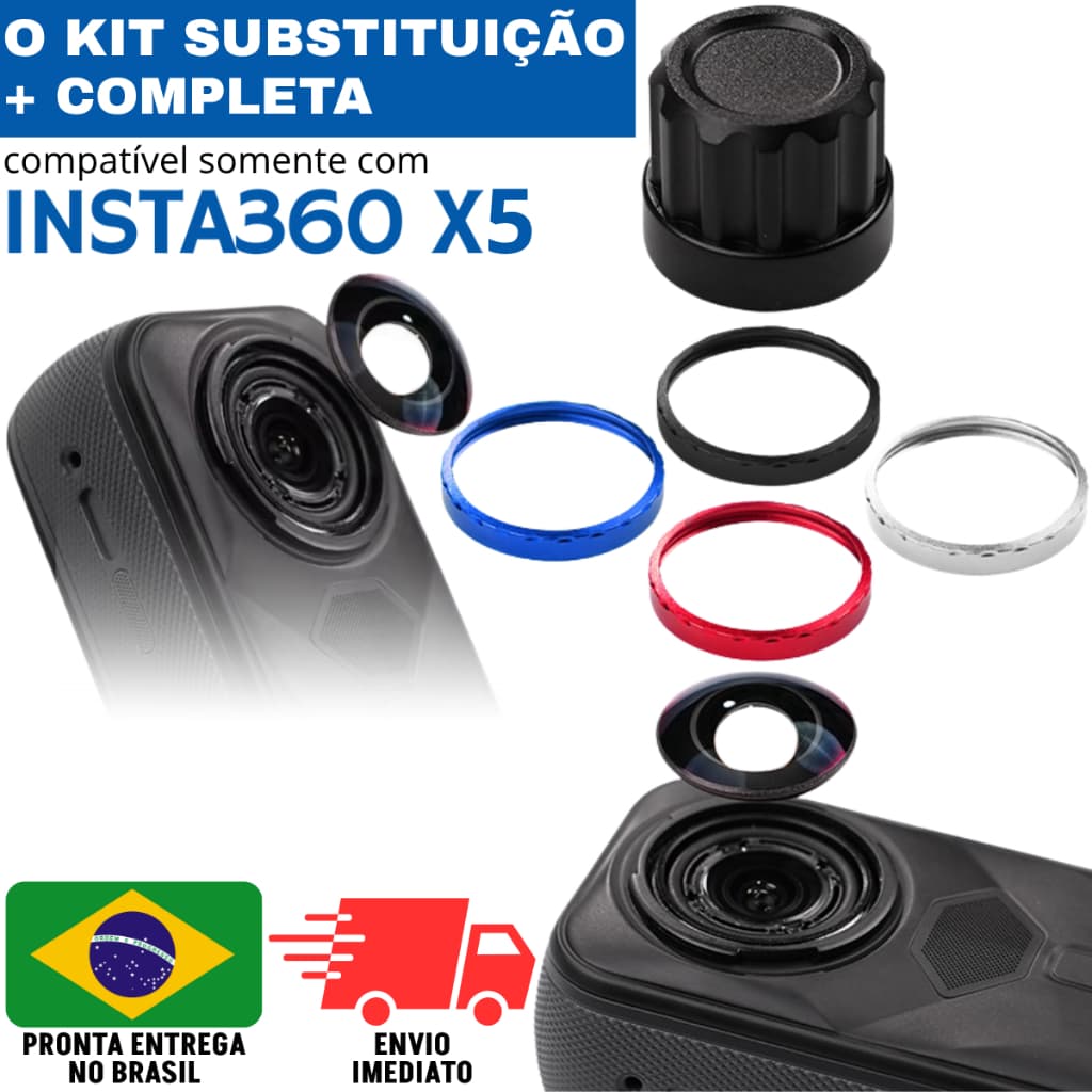 Kit Lente de Reposição Para Câmera Esportiva INSTA360 X5 Linha Premium