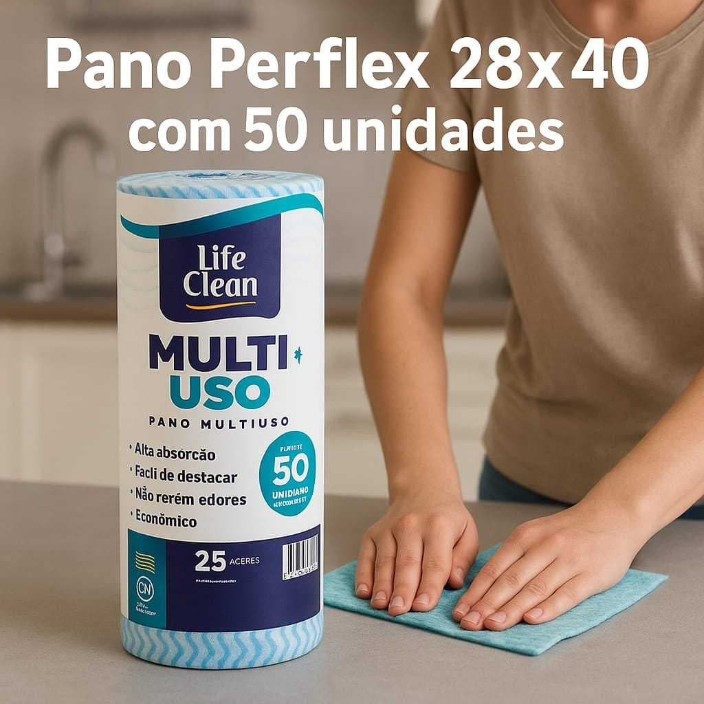 Kit 1 a 3 Rolo  Pano Multiuso Com 50 Panos Rolo 28X40cm Azul