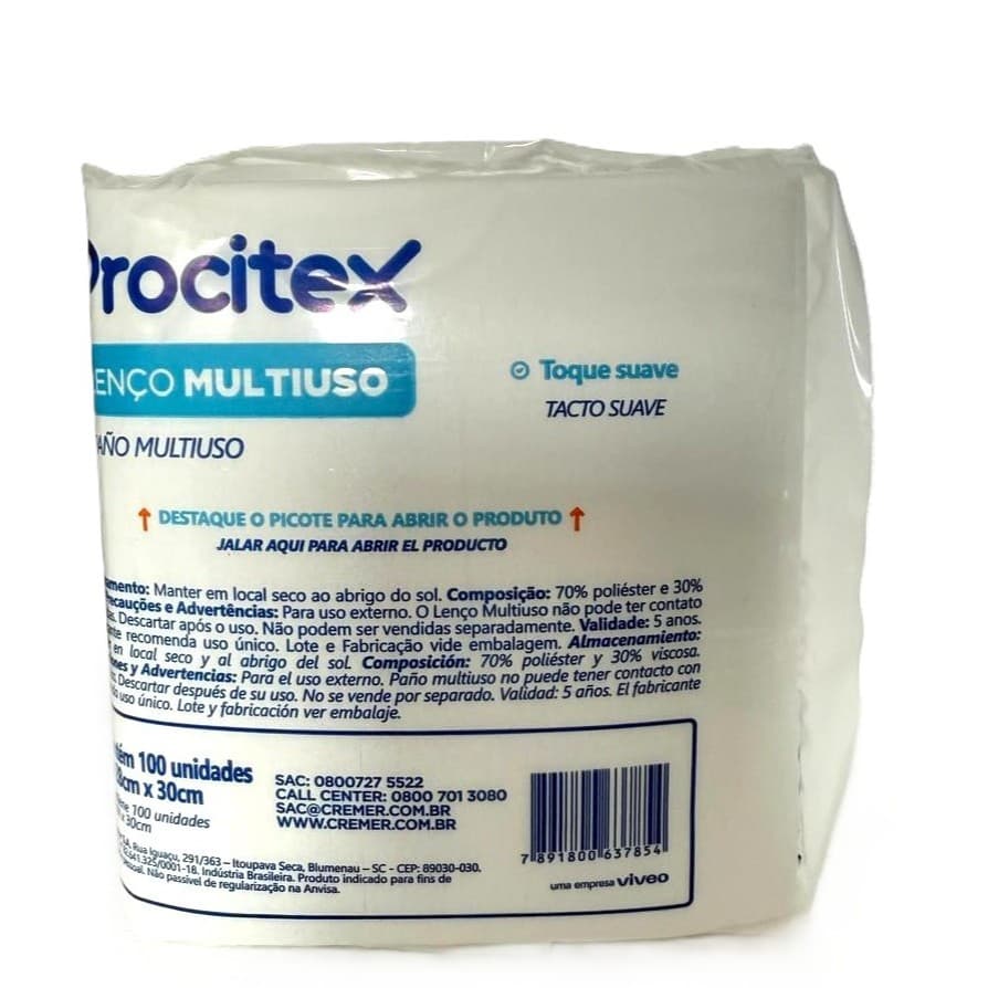 Lenço Multiuso Procitex pct c/100 - Cremer - ENVIO EXPRESS