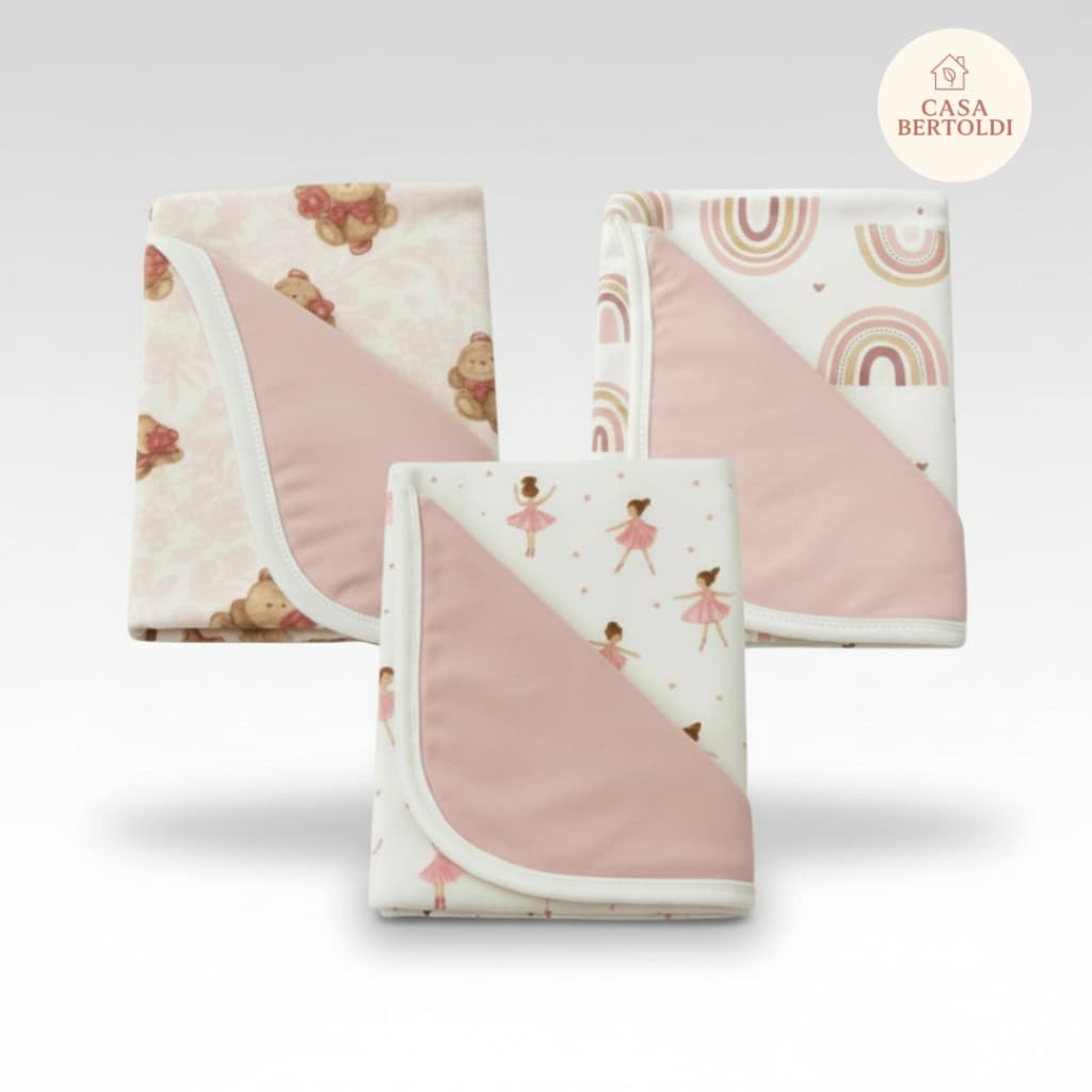 Kit 3 ou 5 Mantas Bebê 100% algodão Super Macia Enxoval Infantil Menino Menina