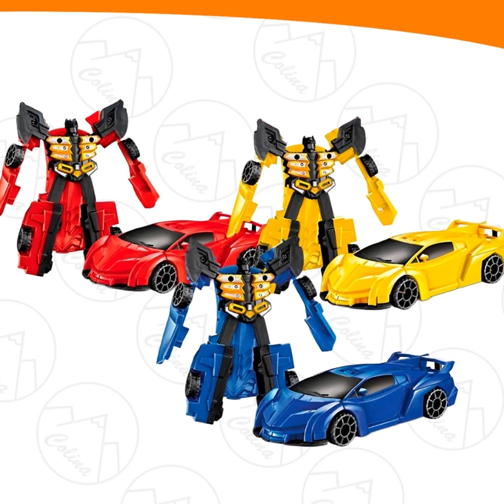 Kit 2x Brinquedo Carro Transformers Vira Robô 2 em 1 Carrinho Infantil Crianças Diversão Garantida