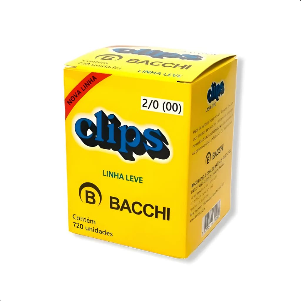 Clips Aço Galvanizado Bacchi 2/0 500g Linha Leve Caixa Com 720 Unidades Alta Durabilidade Original