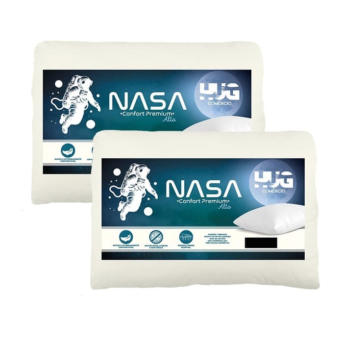 Kit 2 Travesseiros Nasa Alto Viscoelástico 13cm Confort