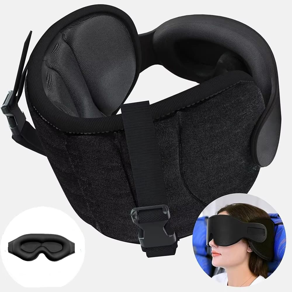 Almofada Avião Viagem Apoio Dormir Máscara Encosto Cabeça Travesseiro Z3