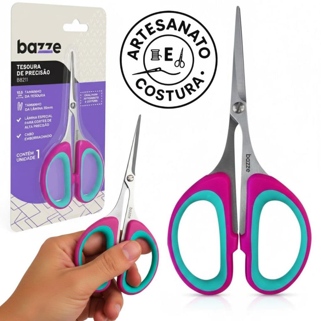 Kit 2 Tesoura De Precisão Profissional Para Artesanato Costura Patchwork Bordado EVA Papel Ponta Fina