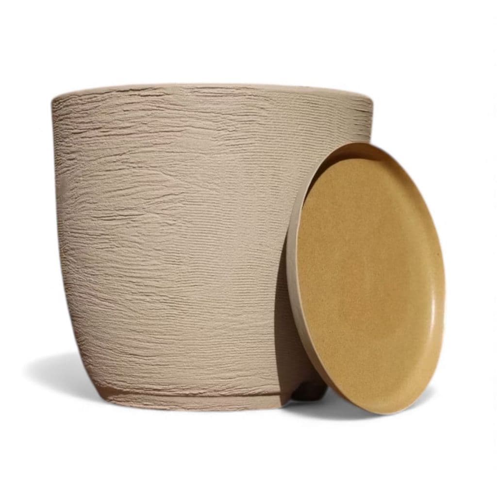 Vaso Para planta Decorativo Redondo Bojo escovado em Polietileno N4 50X40 acompanha Prato Coletor