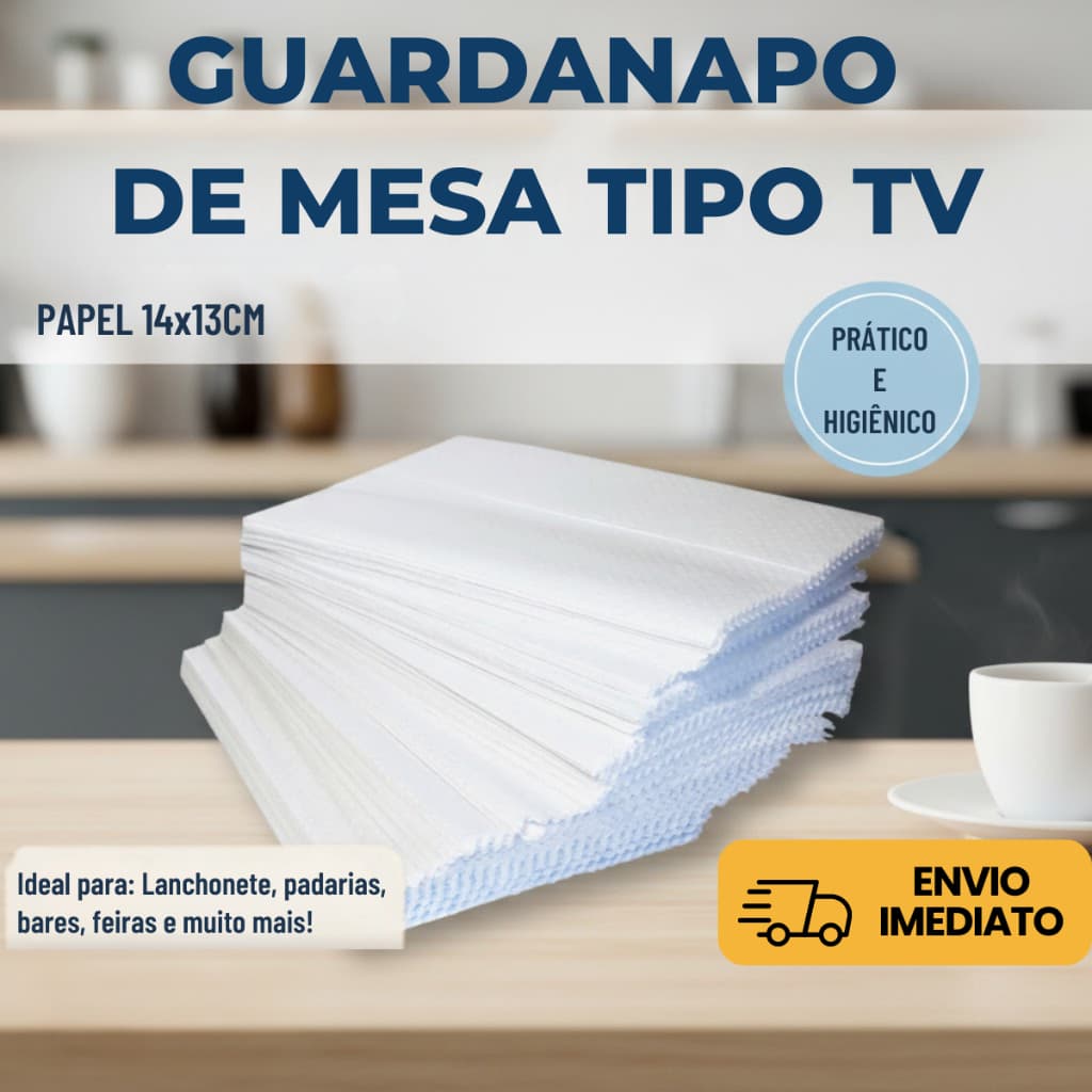 Guardanapos Branco Papel Tipo Tv Seda Mesa Balcão Lanchonete Restaurante Padaria 2.000 unds13cmx14cm