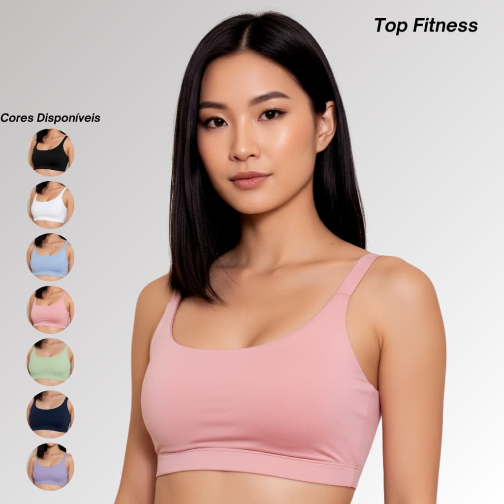 Top Fitness Feminino Academia Sutiã Esportivo Bojo Removível Liso Roupa de Treino Feminina