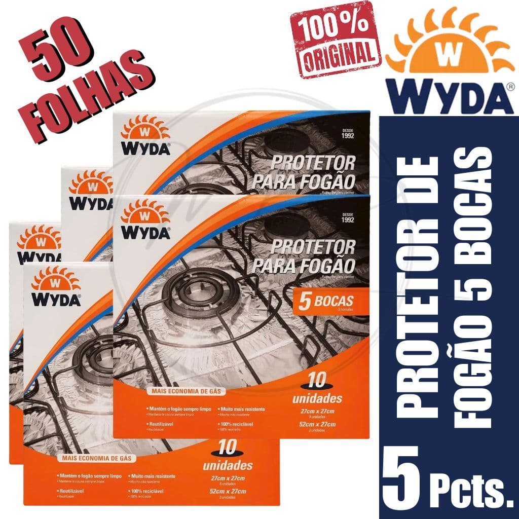 Kit 5 Protetor de Alumínio para Fogão 5 Bocas Wyda 10 Unds. Cada