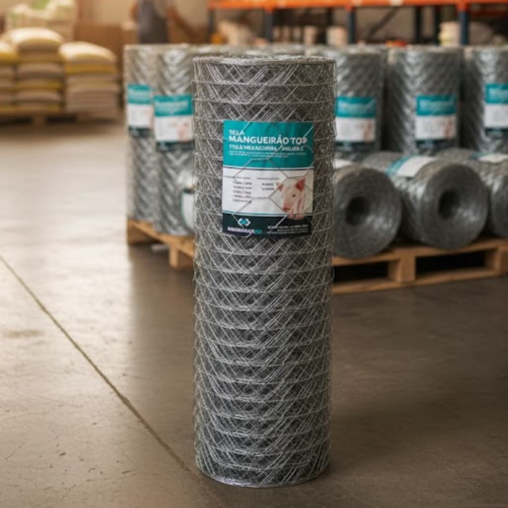 Tela Mangueirão Galvanizada 1,20x50m Fio 18  Malha 3” Cerca Rural Reforçada