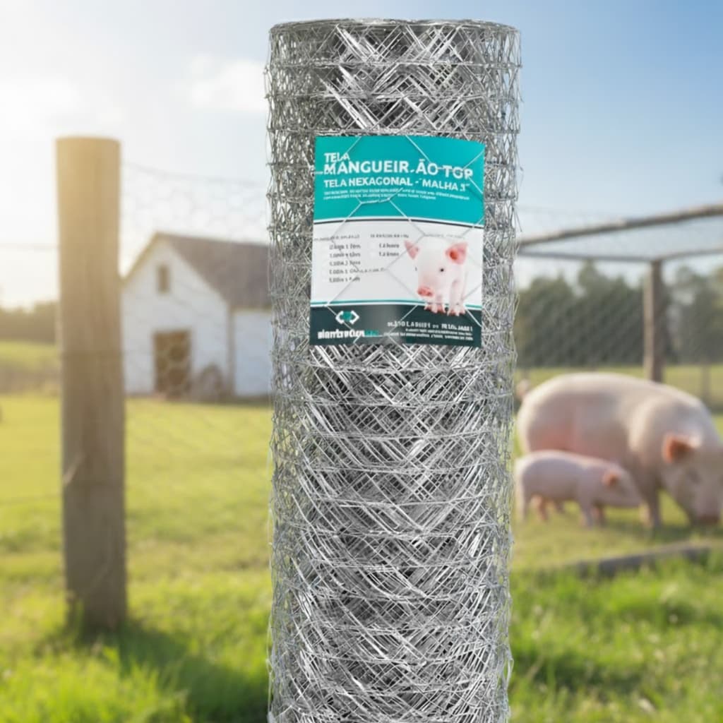 Tela Mangueirão 1,00x50m Fio 18 Malha 3” — Arame Galvanizado a Fogo Resistência a Ferrugem