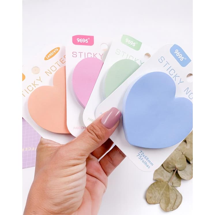 Bloco de Notas Coração – 75 Folhas | 72×68mm | Várias Cores