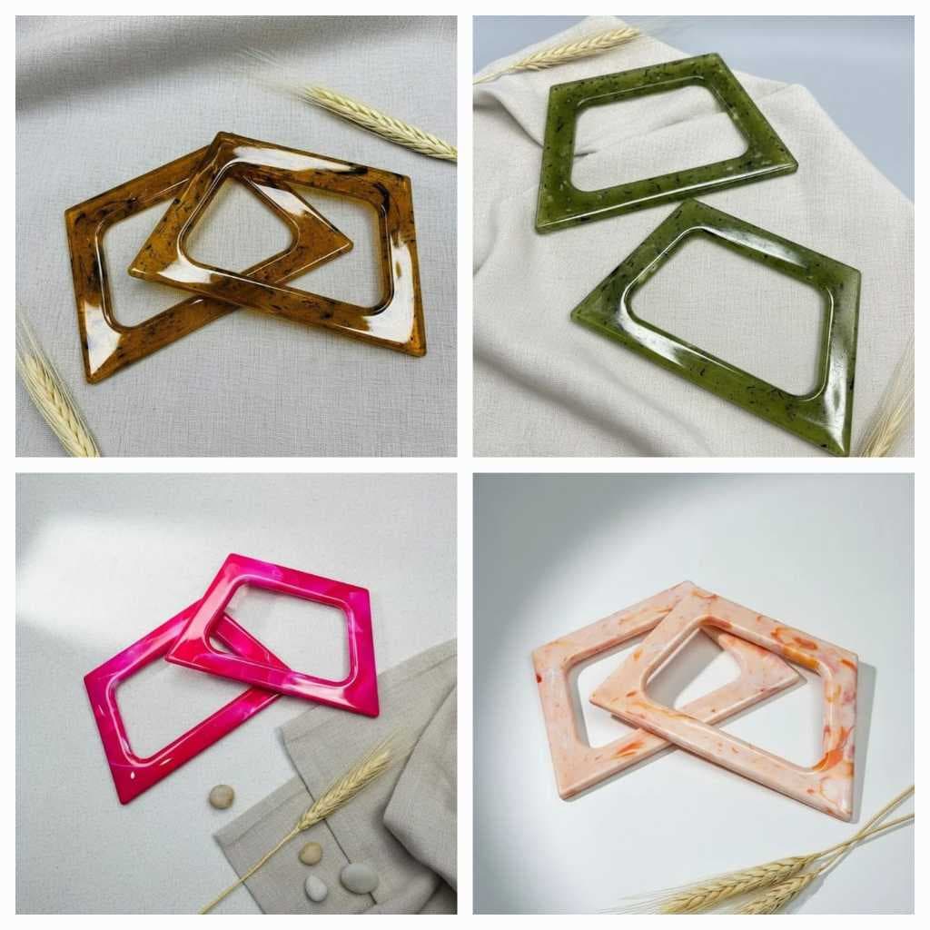 Alça para Bolsa de crochê de Resina Trapézio (PAR)