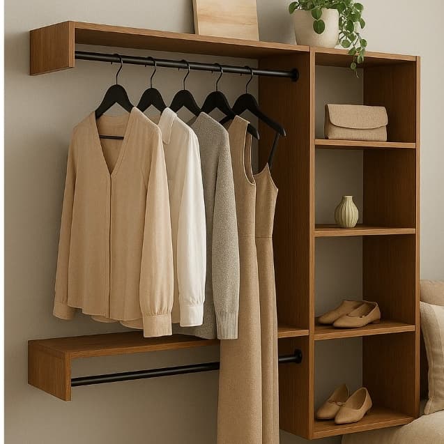 Arara Suspensa de Parede com Cabideiro – Closet Aberto Organizador de Roupas-- 67