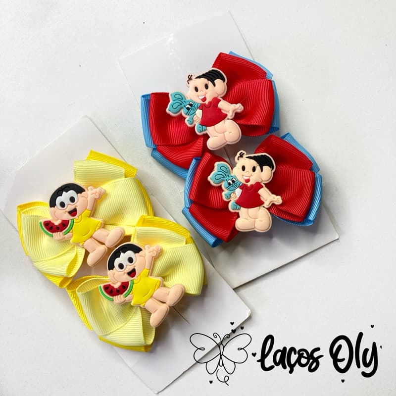 Par de laços  Magali e Monica parzinho infantil na presilha