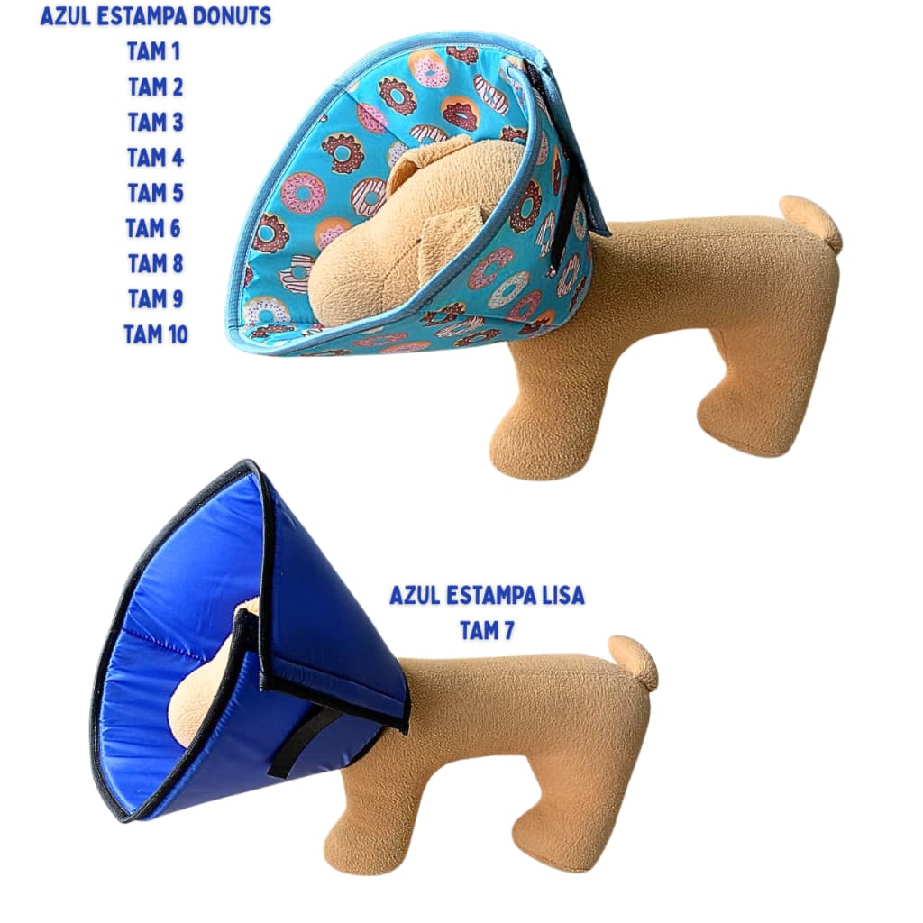 Colar Elizabetano Cone Pós Cirurgico Zetta Pet Cães Tecido
