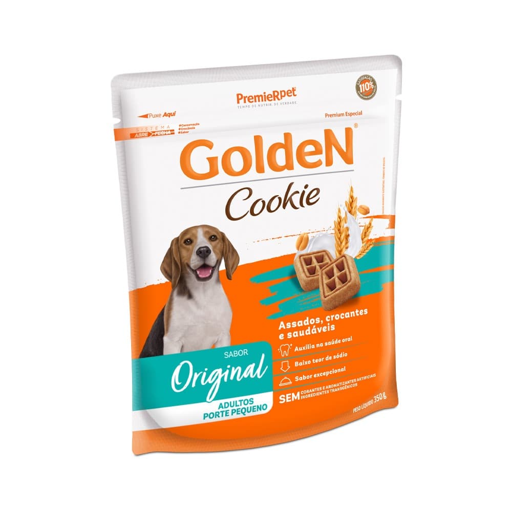 Biscoito Cookie para Cães Adultos de Porte Pequeno Golden Sabor Original 350g