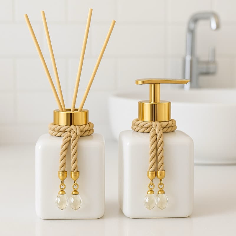 Kit Lavabo Pet 200ml Difusor de Varetas e Saboneteira Luxo