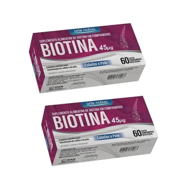Kit 2x Biotina Premium Cabelos Pele Unhas - 60Caps Arte Nativa