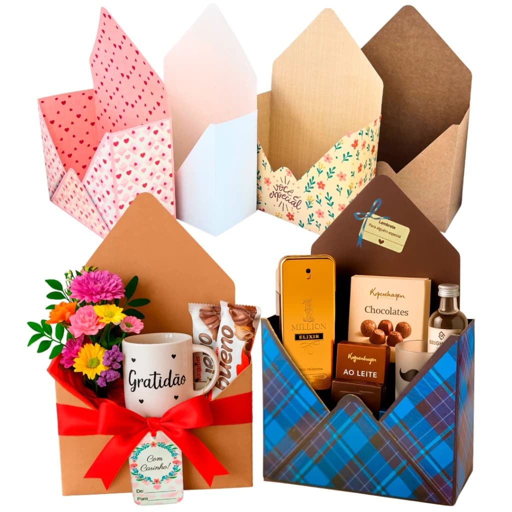 10 Caixas Envelope G - Para lembrancinhas, flores ou presentes. ( 6 artes)