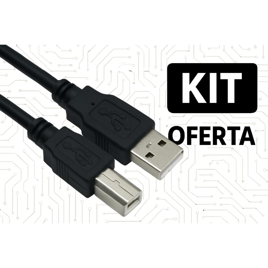 kit dois cabos usb impressora scanner universal hp canon epson multifuncional 1.5 metros