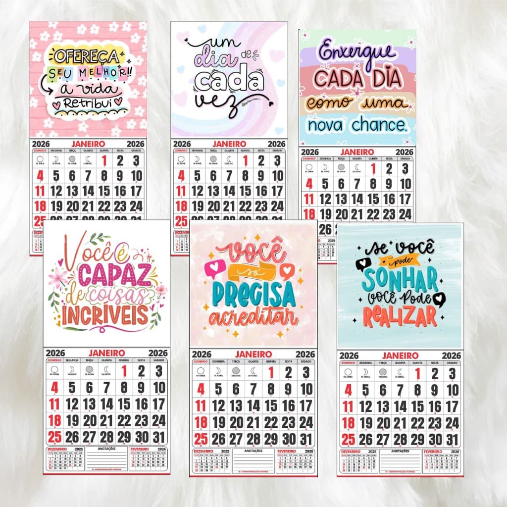 Mini Calendário 2026 Personalizado com Imã – Foto/Logo – Lembrancinha de Aniversário