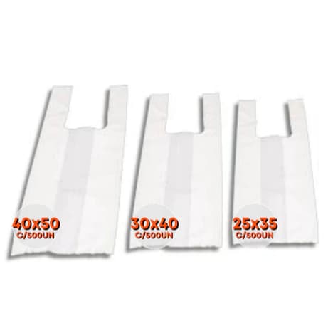 100 Sacolas Plásticas Brancas 25x35 / 30x40 / 38x48 | Virgem, Leve e Econômica